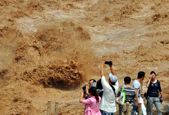 Hukou Waterfall in autumn flood season