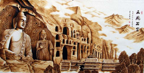 Shanxi artist expresses love for hometown in pyrographic art