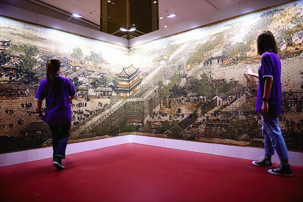 Lego bricks-made famous painting on display in Shenyang