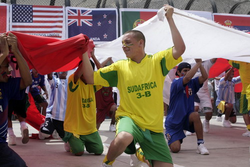 Inmates play in mock tournament of world cup in Peru
