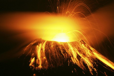 Volcano spews ash and rocks in Ecuador