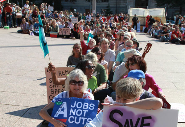 Protestors rally during an 'Occupy D.C.' movement in downtown Washington D.C., capital of the United States, Oct 6, 2011. US 'occupied' by protestors