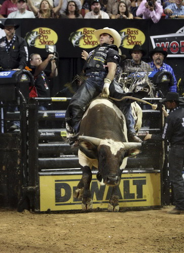 Brazilian bull rider Robson Palermo after riding his final bull during the Professional Bull Riders World Finals in Las Vegas, Nevada Oct 30, 2011. Brizilian bull rider wins PBR world finals