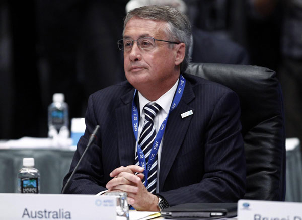 Australia's Finance Minister Wayne Swan attends the first ministerial meeting of APEC finance ministers at the APEC Summit in Honolulu, Hawaii. Nov 10, 2011. Finance ministers meet at APEC Summit