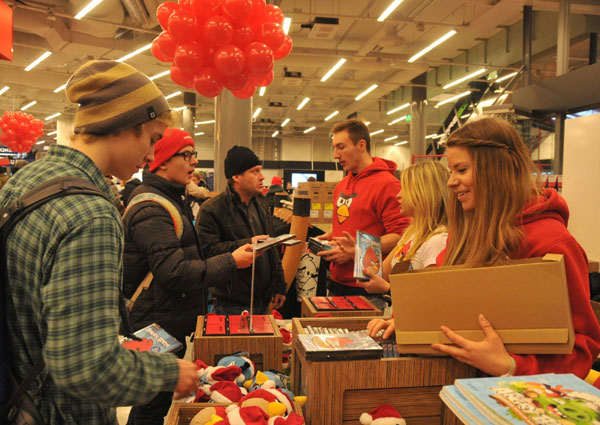 Fans line up at the first Angry Birds shop in Finland on Friday. 1st Angry Birds shop opens in its birthplace