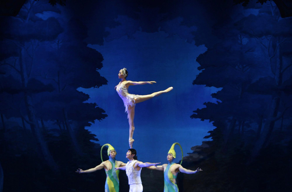 Chinese dancers perform 'Acrobatic Swan Lake'