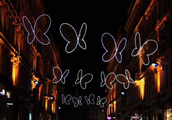Lights are hung out in the streets of Lyon, Dec 11, 2011. Festival of Lights marked in Lyon