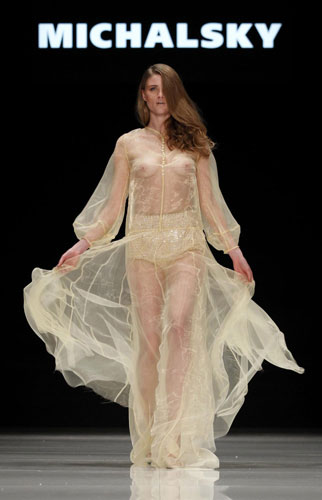 A model presents a creation by Michalsky during the Michalsky Style Nite at the Berlin Fashion Week Autumn/Winter 2012 in Berlin January 20, 2012. Photos: Berlin Fashion Week