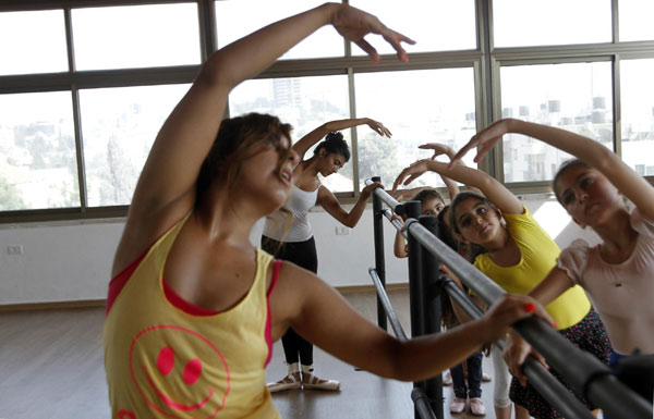 Palestinian girls have ballet class