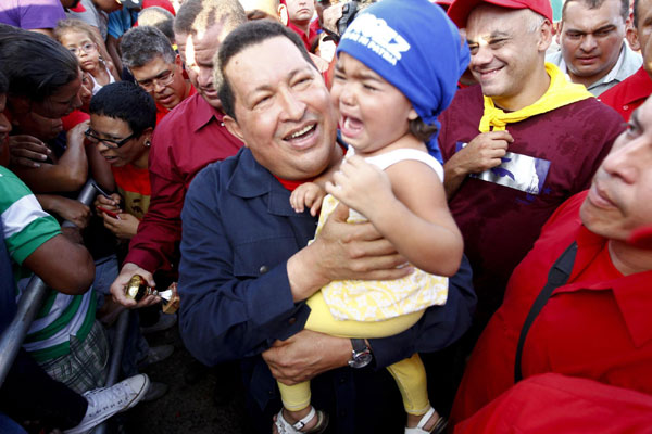 Chavez meets supporters during election campaign