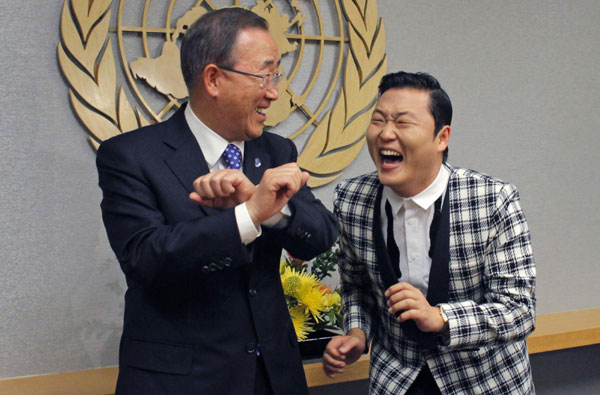 Ban practices 'Gangnam Style' dance steps with Psy