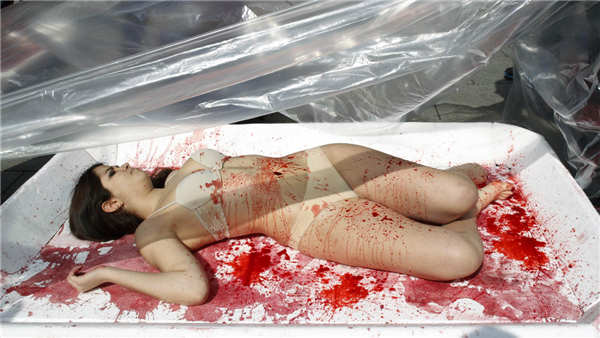 day without meat Graphic protest to promote 'meat free' day