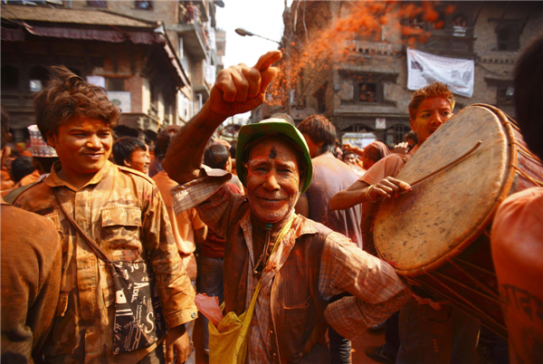 Nepalese celebrate vermillion powder festival