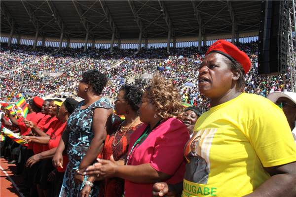 People participate in a celebration activity marking the 33rd Anniversary of the country's independence at the National Sports Stadium in Harare, April 18, 2013. Independence anniversary celebrated in Zimbabwe