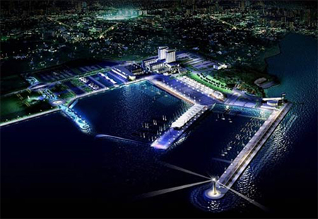 Beautiful night scenes of Qingdao Olympic Sailing Center