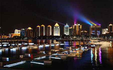 Beautiful night scenes of Qingdao Olympic Sailing Center