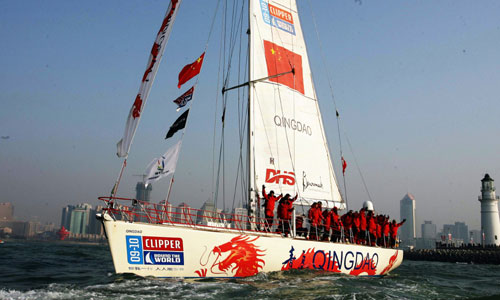 Sailboats in the Qingdao port