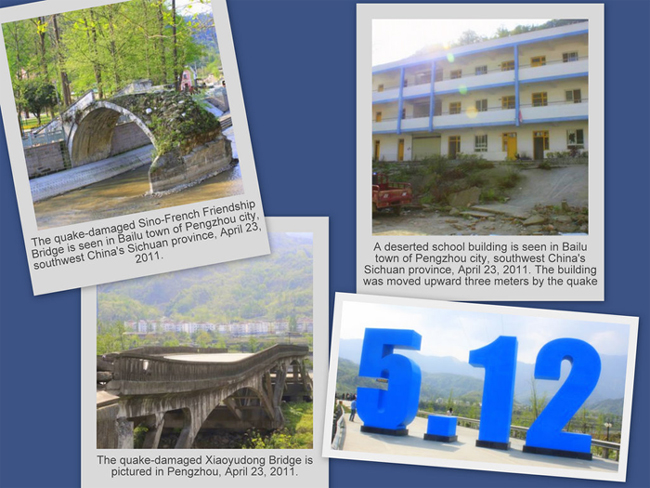 Quake town ruins, token of woes