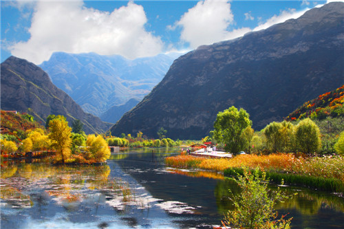 V. Red autumn leaves near ponds