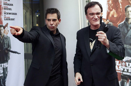 Tarantino and Roth arrive for a screening of new film