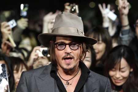 Johnny Depp arrives at the red carpet for Japan premiere of