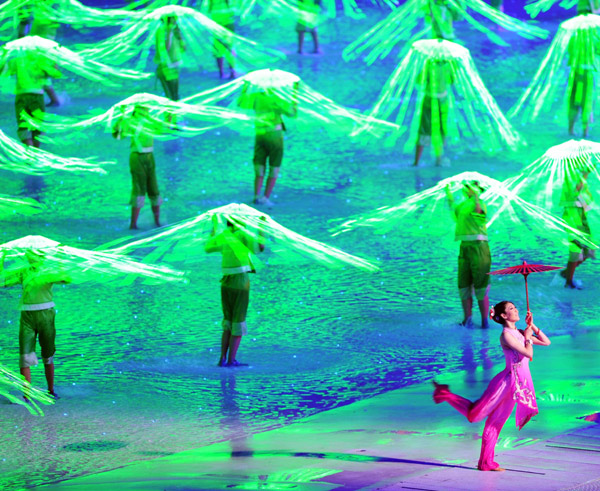 Art performance at the opening ceremony of Asiad