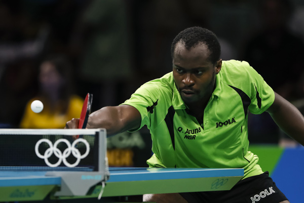 Aruna first African in Olympic quarters after ousting German star paddler Boll