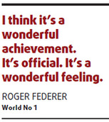 King Federer feeling on top of the world - again