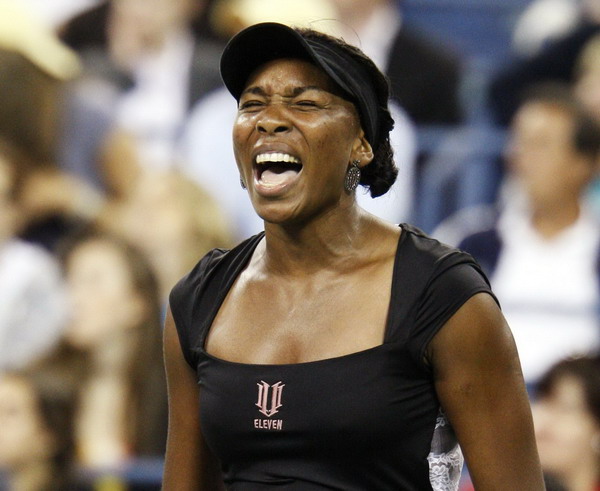 Venus Williams of the US reacts to a point during her first round match against Vesna Dolonts of Russia at the US Open tennis tournament in New York, Aug 29, 2011. Venus vows to return