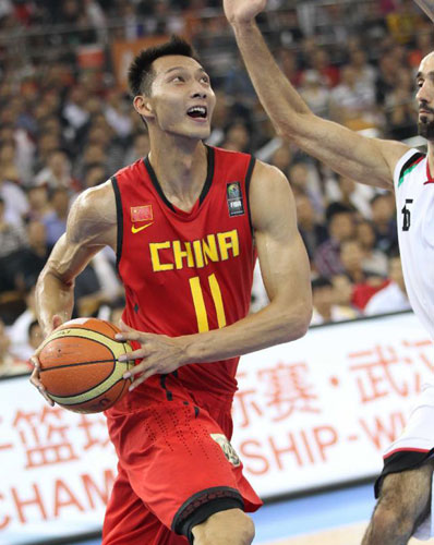China's Yi Jianlian runs during the final of the Asian Men's Basketball Championships on Sunday. China beats Jordan to win Asian championship