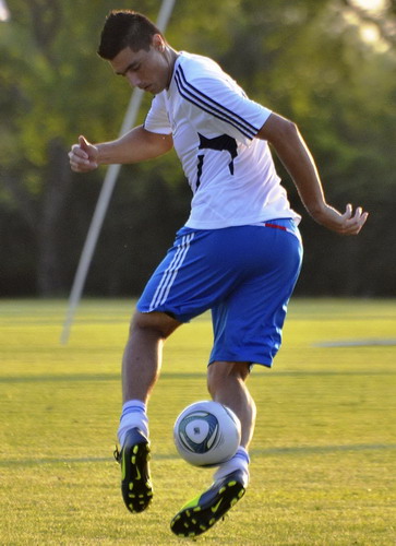Paraguay's Oscar Cardozo attends a team training session in Ypane Oct 10, 2011. S America geared up for world cup qualifying match