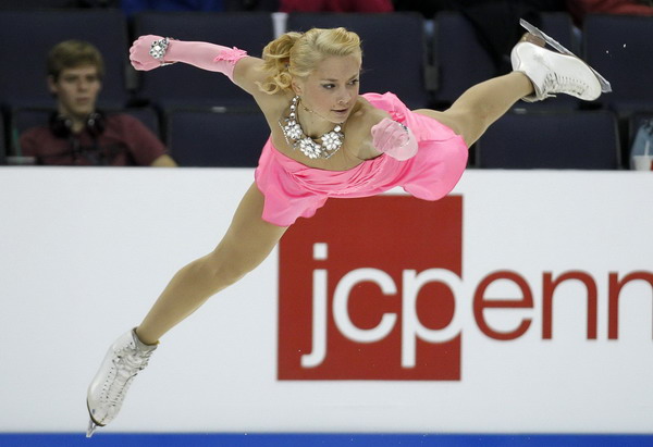 Ksenia Makarova of Russia performs during the ladies free skating program at the Skate America ISU Grand Prix of Figure Skating in Ontario, California Oct 23, 2011. Chinese skaters win silver at ISU Grand Prix