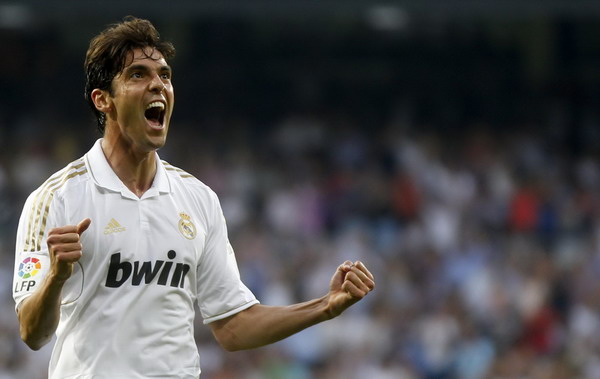 Real Madrid's Kaka celebrates after scoring a goal against Betis during their Spanish first division soccer match at Santiago Bernabeu stadium in Madrid in this file photo taken Oct 15, 2011. Kaka set to make long-awaited return for Brazil