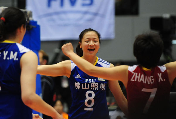 China on Tuesday beat the Dominican Republic 3-1 (23-25, 25-13, 25-19, 25-18) in the opening match of Round Two at the women's volleyball World Cup here in Hiroshima. China to take on Argentina at volleyball World Cup