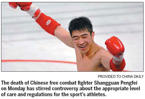 Officials from China's sports authority said the death of domestic athlete Shangguan Pengfei was not a result of untimely treatment or defective management by the industry, during a press conference in Beijing on Wednesday. Officials defend care of dead fighter