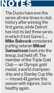 Red Wings blow 3-goal lead, beat Ducks