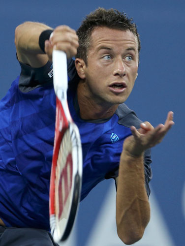Philipp Kohlschreiber of Germany serves to Rafael Nadal of Spain at the U.S. Open tennis championships in New York September 2, 2013. Nadal beats Kohlschreiber at US Open