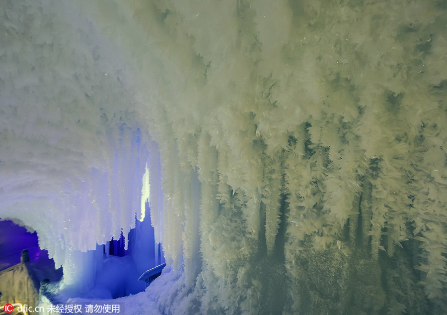 An icicle world inside China's deepest ice cave