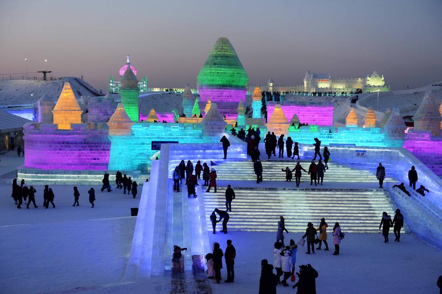 Harbin Ice and Snow World opened to public in NE China