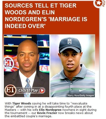 美媒曝伍茲與艾琳已正式分手 兩人即將簽離婚協議