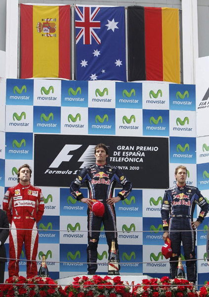 F1西班牙站：韋伯奪冠 阿隆索亞軍