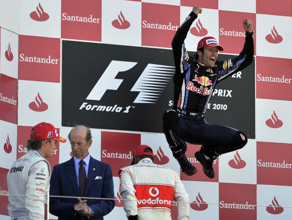 紅牛車隊(duì)車手韋伯奪得F1英國(guó)大獎(jiǎng)賽冠軍