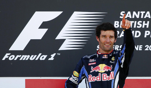 紅牛車隊(duì)車手韋伯奪得F1英國(guó)大獎(jiǎng)賽冠軍