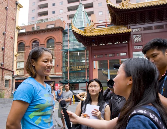 李娜造訪墨爾本唐人街