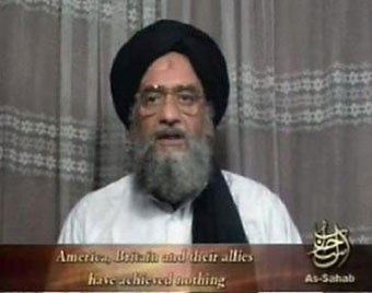 Al Qaeda's second-in-command Ayman al-Zawahri speaks in an image taken from video footage released on April 29, 2006. [Reuters]