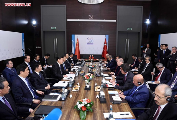 Chinese president meets with Turkish counterpart in Turkey