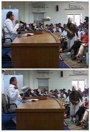 Indian minister targeted by copycat shoe thrower