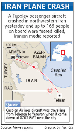 Iran air crash kills all 168 on board