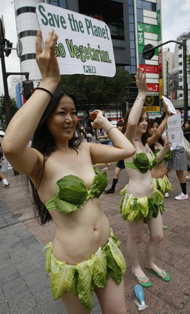 Protest against killing animals for food