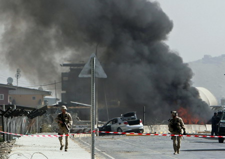 Suicide bombing hits a NATO military base in Kabul